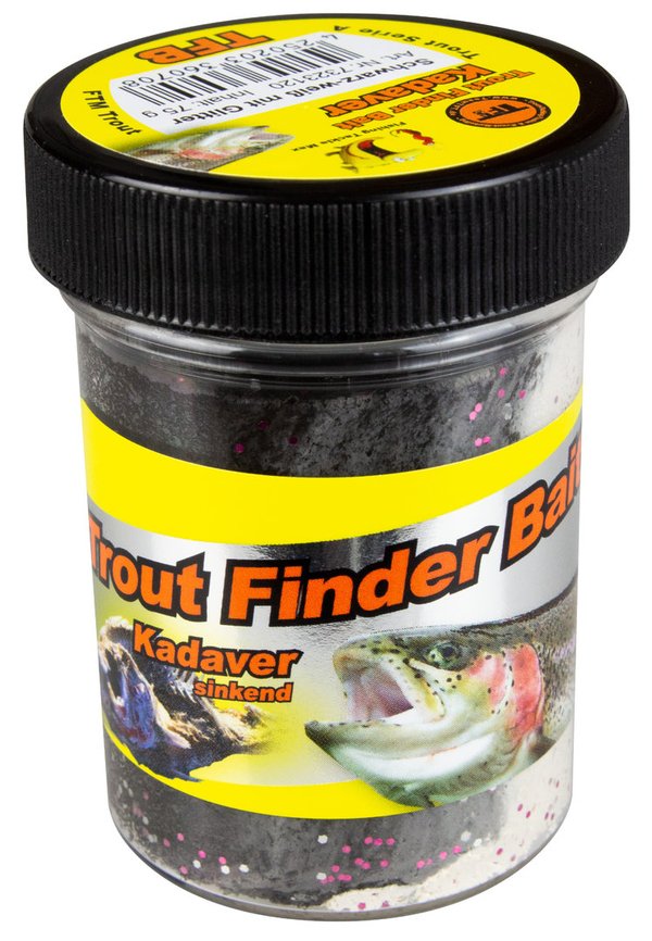 FTM Trout Finder Bait Kadaver Schwarz/Weiss Glitter Sinkend