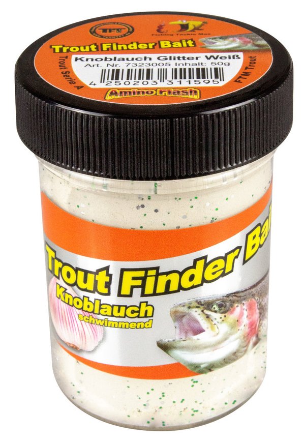 FTM Trout Finder Bait Knoblauch Weiss Glitter Schwimmend