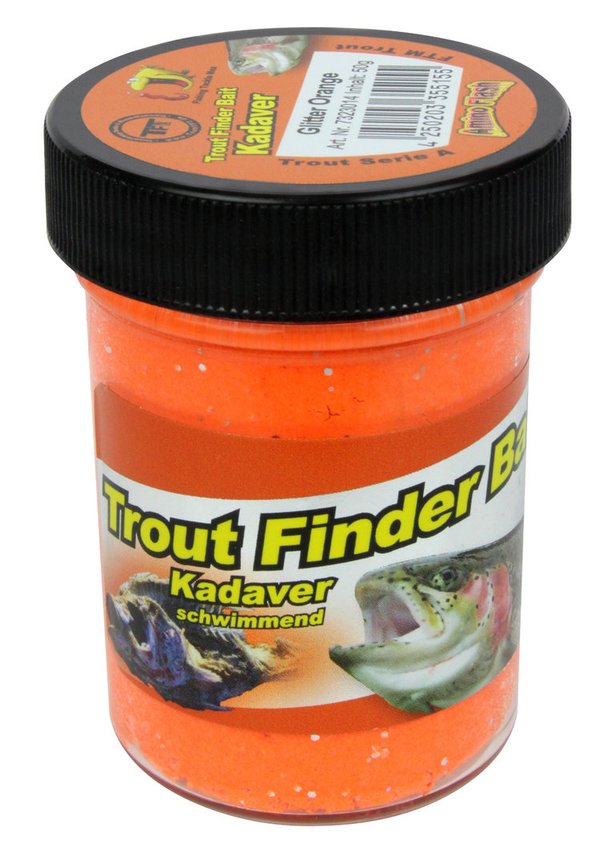 FTM Trout Finder Bait Kadaver Orange mit Glitter Schwimmend